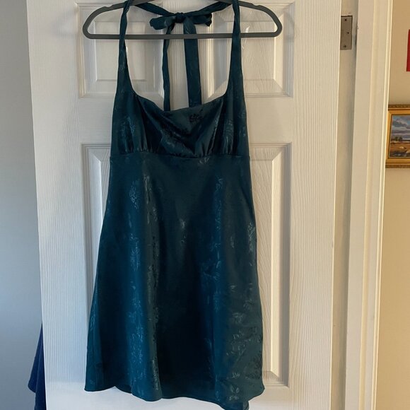 Halter mini dress - Teal, M - Picture 8 of 9